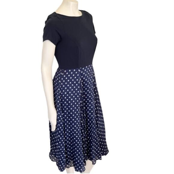 ESHAKTI Wayward Fancies Patriotic Star Print Midi Dress with Pockets SZ 6 - Picture 4 of 10